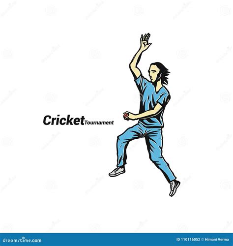 Cricket Bowler Ready To Throw The Ball Vector Illustration Stock