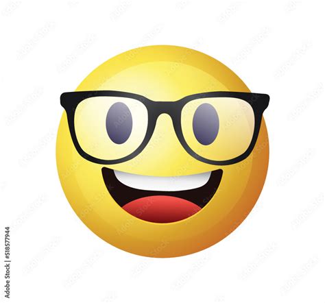 High Quality Emoticon On White Background Yellow Face With Spectacles On White Background Cute