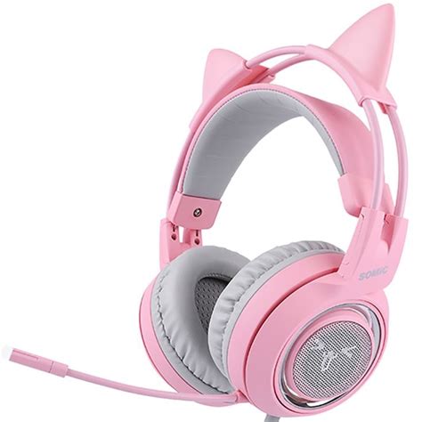 Somic G951 Pink Noise Cancelling Lovely Cat Girl Ps4 Gaming Headphones