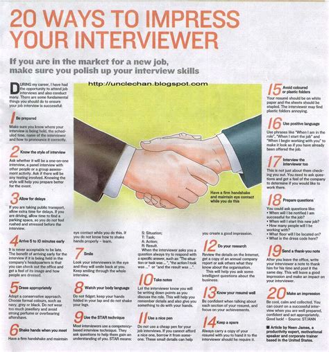 20 Ways To Impress Your Interviewer Job Search Infographics