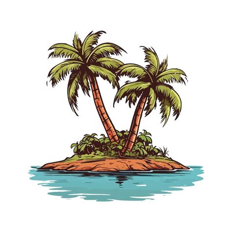 Premium Vector Isolated Island Palm Tree On White Background Illustration