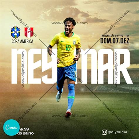 Neymar Jr Banner Editável Canva Free