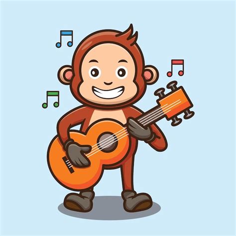 Premium Vector Cute Monkey Playing Guitar Design Vector Illustration