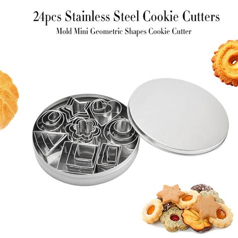 24pcs Cookie Cutters Stainless Steel Cutter Mold Sandwich Cutters Mini