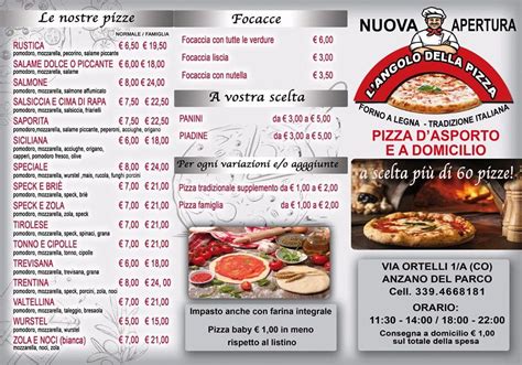 Speisekarte Von Langolo Della Pizza Anzano Del Parco