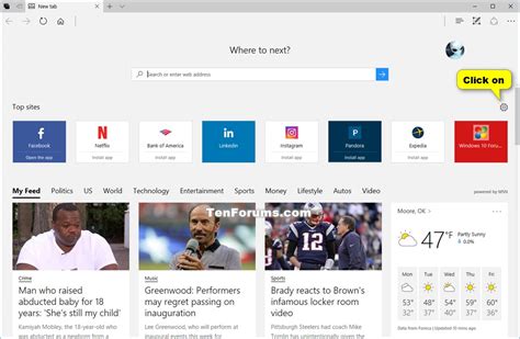 Microsoft Edge New Tabs Open With Page Change In Windows 10 Windows