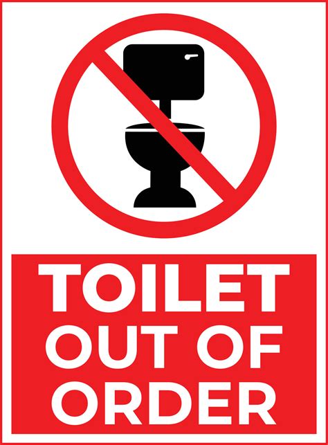 Toilet Out Of Order Warning Sign In Red And White Color 7249016 Vector