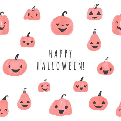 Happy Halloween Greeting Card With Cute Pumpkins Halloween Vector Logo