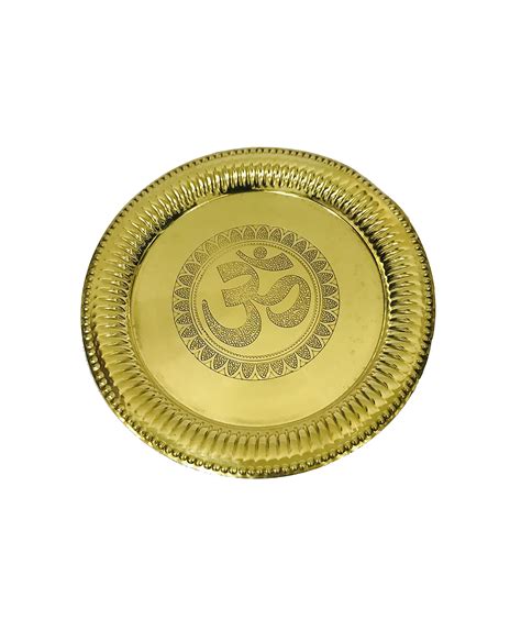 Buy Kunal Brass Pooja Thali Plate Etching Om Embossed Handmade Puja Aarti Thali With Om Symbol