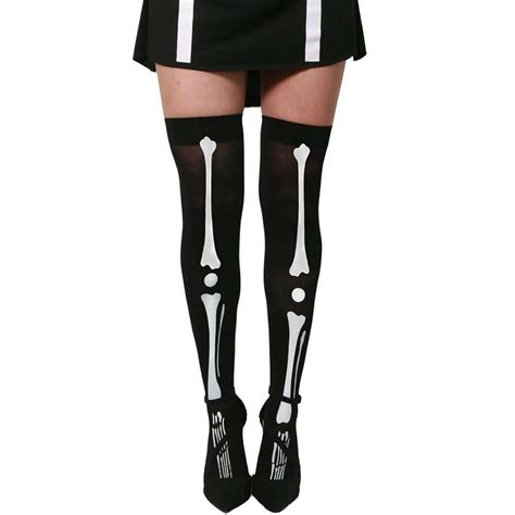 skeleton print halloween stockings i love fancy dress