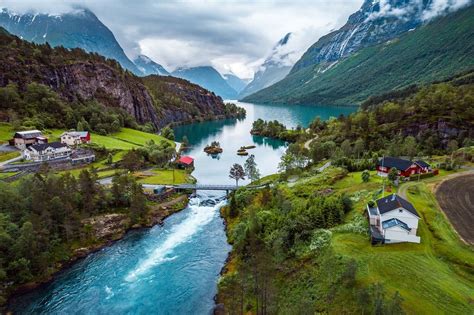 Beautiful Nature Norway Natural Landscape Aerial Photography Lovatnet