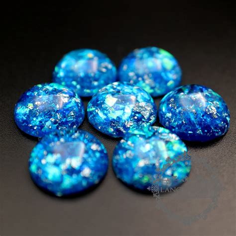 Buy 15mm Shiny Blue Resin Round Cabochon For Diy Ring