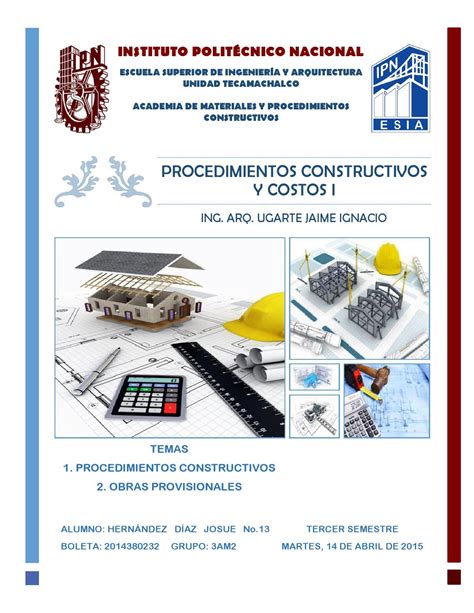 1 Procedimientos Constructivos Y Obras Provicionales By Hernández Díaz