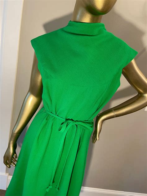1960s mollie parnis new york green wool shift dress etsy