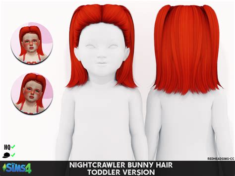 Redhead Sims Cc Nightcrawler Bunny Hair Toddler And Child Sims 4