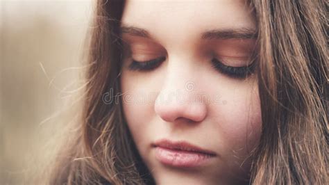 Close Up Portrait Of Sad Young Girl Stock Image Image Of Countryside