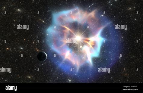 Supernova Massive Star Explosion Space Background 3d Illustration