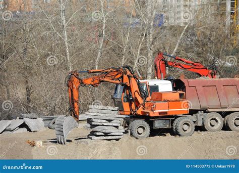 Excavating Machine On Construction Site Stock Photo Image Of Loader