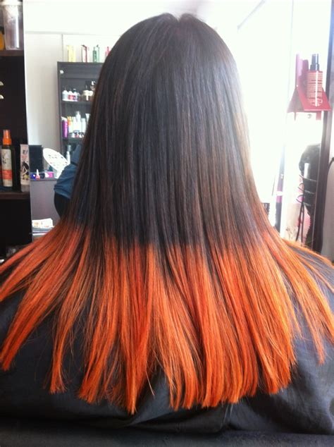 Orange Dipdye Hair Dip Dye Hair Hair Long Hair Styles