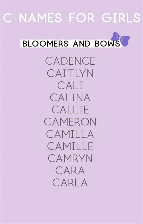 Girl Names that Start with C - Bloomers and Bows