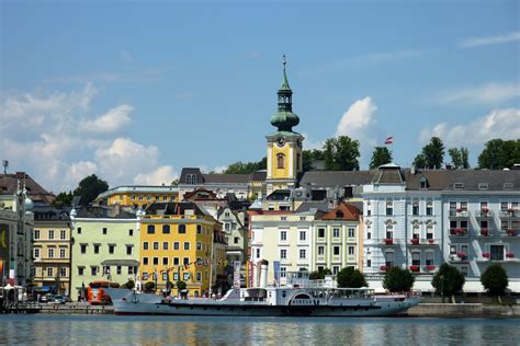 Lakeside View With Buildings On Shore In Gmunden Austria Image Free