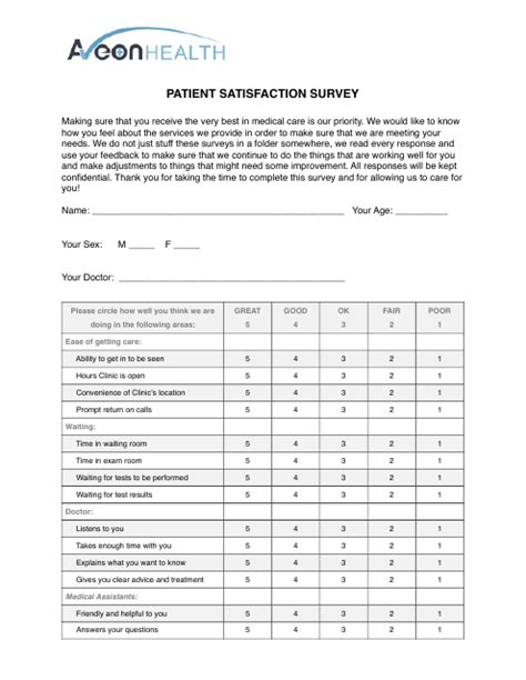 Patient Satisfaction Survey Download Printable Pdf Templateroller