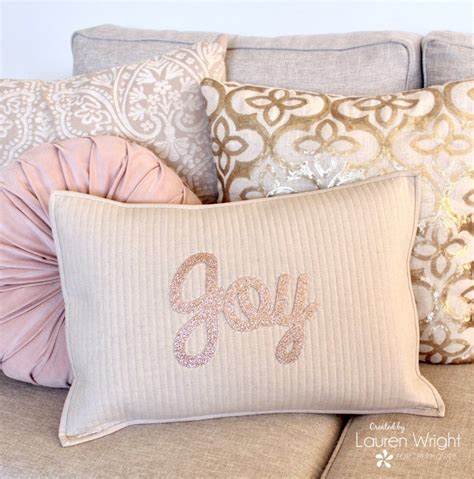 Beautiful Rose Gold Joy Christmas Pillow Christmas Pillow Glitter