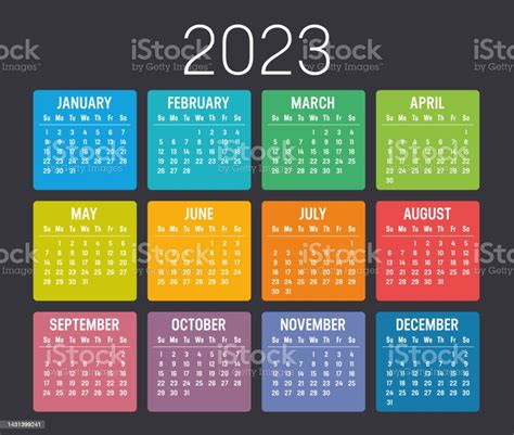 Year 2023 Calendar Vector Template Stock Illustration Download Image