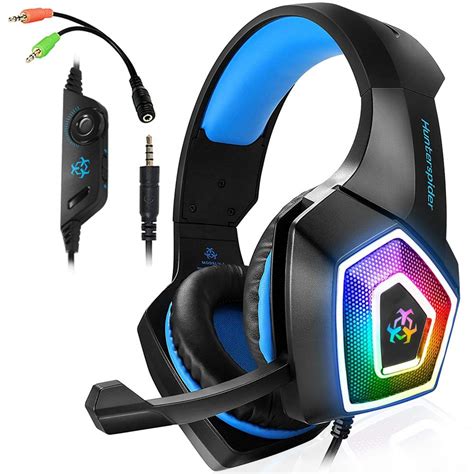 Aiboondee Ps4 Gaming Headset Led Light Over Ear Headphone With Mic For