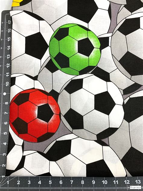 Soccer Ball Cotton Fabric By The Yard Sports Fabric Big Soccer Etsy