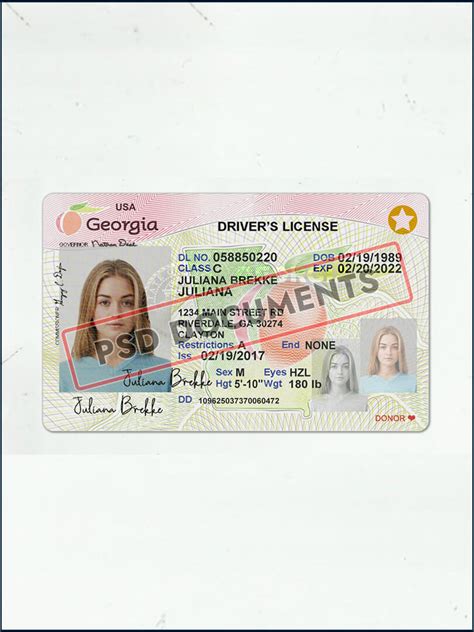 Georgia Drivers License Psd V2 Psd Documents