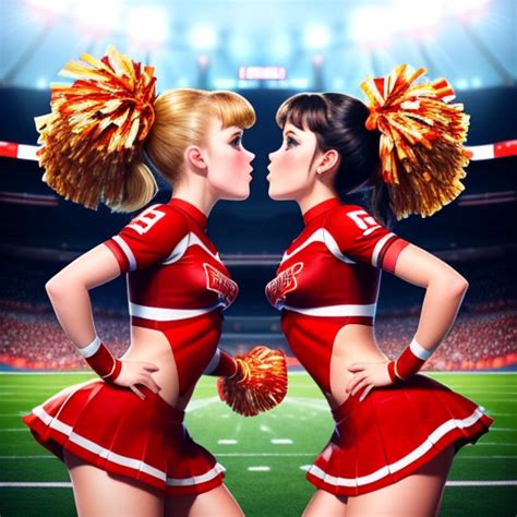 Ai Image Enhancer Two Cheerleaders With Big Boobs Kissing