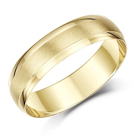 4mm 8mm Yellow Gold Textured And Polished Wedding Ring Band Yellow Gold