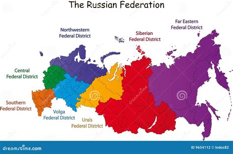 De Russische Kaart Van De Federatie Vector Illustratie Illustration