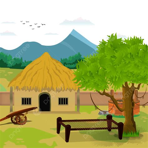 Village House Vector Illustration Village House Tree Png And Vector