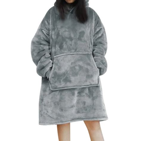 Oversized Hoodie Blanket With Sleeves Sweatshirt Winter Fleece Hoody