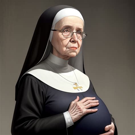Pro Image Pregnant Elderly Nun With Large Belly