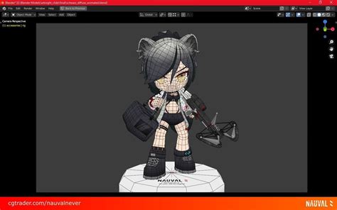 3d Model Schwarz From Arknights Low Poly Rigged Anime Chibi Blender