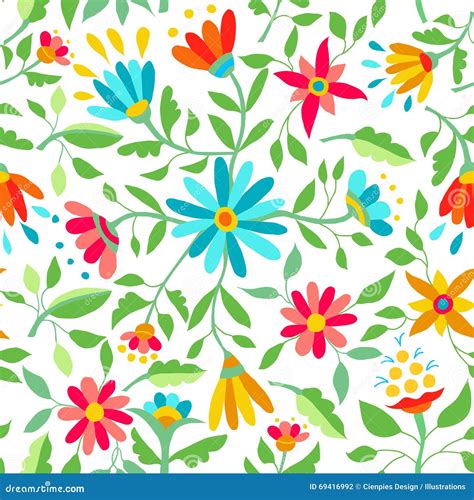 Color Flower Seamless Pattern Spring Illustration Stock Vector Image