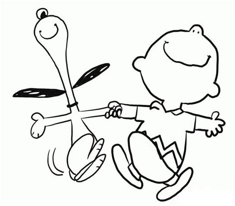 Contento Snoopy Y Charlie Brown Para Colorear Imprimir E Dibujar
