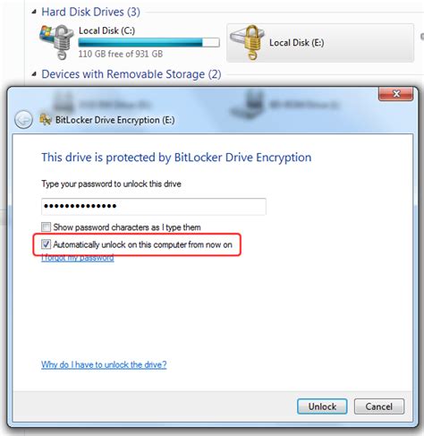Windows Bitlocker And Automatic Unlock Password Storage Safety Super User
