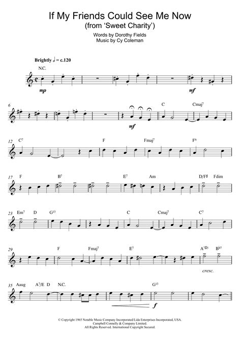 Cy Coleman If My Friends Could See Me Now From Sweet Charity Sheet Music Chords Lyrics