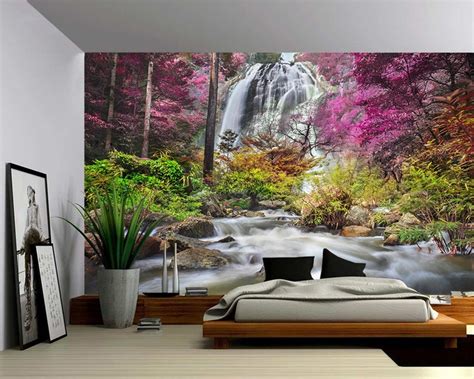 Waterfall Forest Stream Large Wall Mural Self Adhesive Etsy