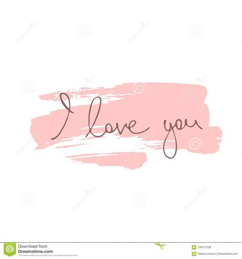 A Simple Inscription `i Love You` On A Background Of A Pink Blot Stock