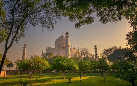 Download Wallpapers Taj Mahal Agra Mausoleum Evening Sunset