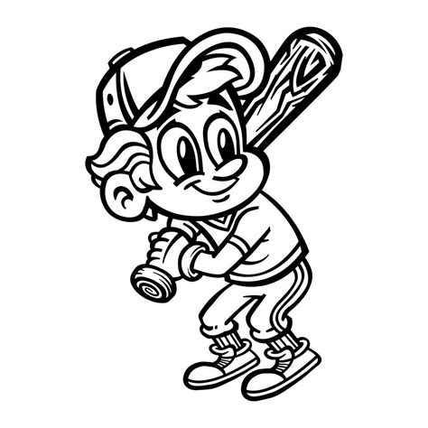Baseball Player Kid Vector Cartoon 551203 Vector Art At Vecteezy