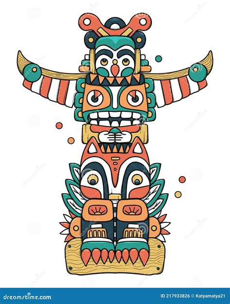 Flat Cartoon Vector Illustration Indian Totem 217933826