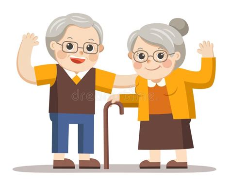 Grandpa And Grandma Standing Together Stock Vector Illustration Of Grandmother Mustache