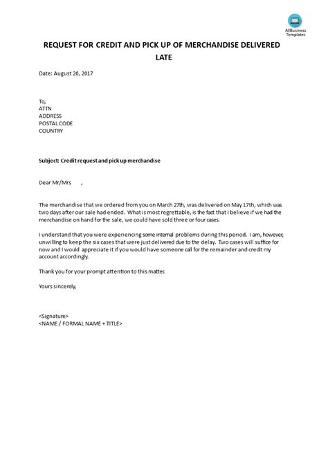 A Letter Requesting Credit Card Pickup Or Merchandise Delivered From