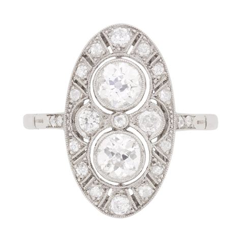 Art Deco Inspired Diamond Cluster Ring C1950s Farringdons